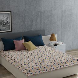 MYTRIDENT Blue & White Floral Cotton 120 TC Queen Bedsheet with 2 Pillow Covers-image-83