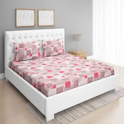 Aura Red Geometric Printed144 TC Queen Bedsheet Set 2.29 m x 2.54 m-image-59