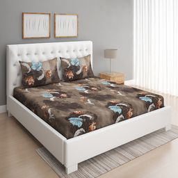 ROMEE Floral Print 144 TC Microfiber Queen Bedsheet With 2 Pillow Covers-26