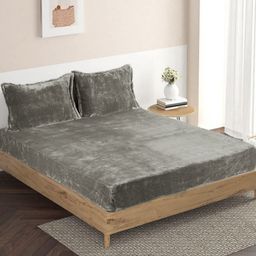 HOMADORN Charcoal Queen Bedsheet with 2 Pillow Covers-image-57