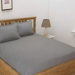 Bromwick Grey Ethnic Motifs Cotton 210 TC Fitted Crib Bedsheet with 2 Pillow Covers-image-69