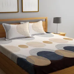 MultiColor Geometric Woolen Double Bed Sheet with 2 Pillow Covers-picture-34