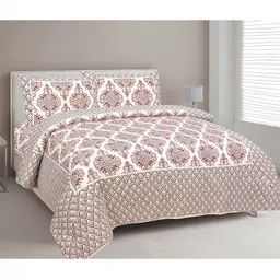 EasyGoods White & Peach Ethnic Motifs 240 TC Cotton King Bedsheet with 2 Pillow Covers-image-60