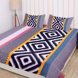 RD TREND Black & White Geometric Cotton 210 TC King Bedsheet With 2 Pillow Covers-picture-18