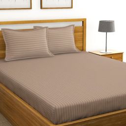 BIANCA Assorted Striped 210 TC King Bedsheet with 2 Pillow Covers & 2 Pillows-24