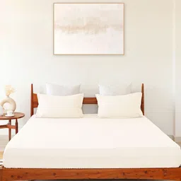 HOMEMONDE White Striped 300 TC Cotton Fitted King Bedsheet & 2 Pillow Covers-image-51