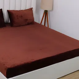 RD TREND Brown 210 TC King Bedsheet with 2 Pillow Covers-picture-4