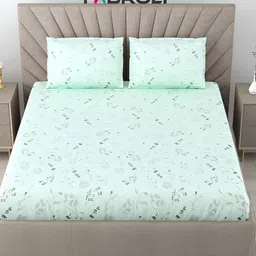FABROLI Floral Print 300 TC King Bedsheet With 2 Pillow Covers-image-37