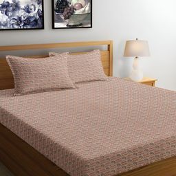 Srijee Decors Brown & Grey Ethnic Motifs Cotton 250 TC King Bedsheet with 2 Pillow Covers-image-95