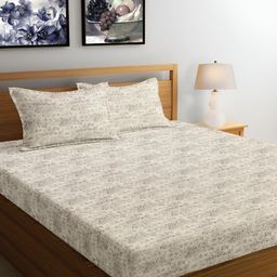 Srijee Decors Yellow & Grey Ethnic Motifs Cotton 250 TC King Bedsheet with 2 Pillow Covers-image-25
