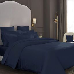 MYTRIDENT Blue 600 TC King Bedsheet with 4 Pillow Covers-49