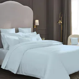 MYTRIDENT Blue 600 TC King Cotton Bedsheet with 4 Pillow Covers-6