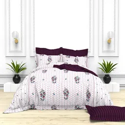 THE WHITE MOSS 100% Cotton 220 TC King Bedsheet with 4 Pillow Covers-picture-40