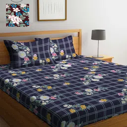 Arrabi Floral Printed 300 TC 2 King Bedsheets with 4 Pillow Covers-image-20