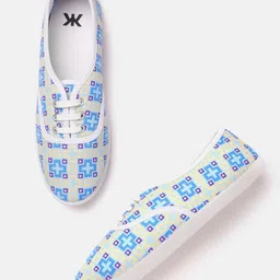 Kook N Keech Women Blue & Yellow Geometric Print Sneakers-picture-11