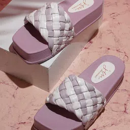 JM Looks Textured Open Toe Flatform Heels-8
