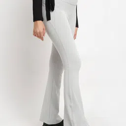EVERDION Women Comfort Flared Fit High-Rise Trousers-image-61