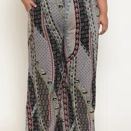 Amydus Women Plus Size Ethnic Motifs Printed Cotton High-Rise Trousers-picture-3