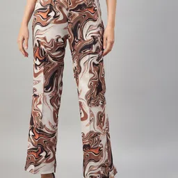 Chemistry Women Abstract Printed Flared Parallel Trousers-picture-6