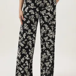 Marks & Spencer Women Floral Printed High-Rise Trousers-image-71