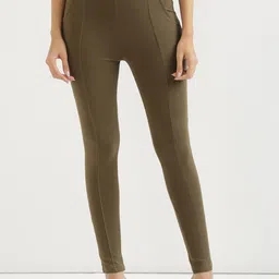 SAADAA Women Skinny Fit High-Rise Stretchable Lycra Trousers-image-68