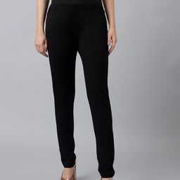 Xpose Women Comfort Slim Fit High-Rise Trousers-image-42