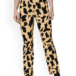 ODETTE Women Animal Printed Comfort Slim Fit High-Rise Trouser-image-78