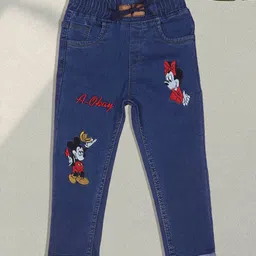 F2M Boys Floral Embroidered Slim Fit High-Rise Trousers-picture-1