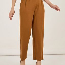 Styli Women High Rise Korean Baggy Pant With Flat Waist Band-image-40