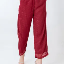Zink London Women High-Rise Geometric Self Design Parallel Trouser-image-88