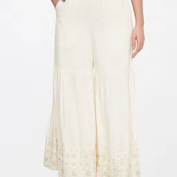 Global Desi Women Off White Embroidered Trousers-picture-39