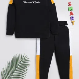 BAESD Boys Typographic Printed Pure Cotton T-shirt With Trousers-image-14
