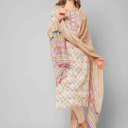 KALINI Floral Printed Thread Work Kurta with Trousers & Dupatta-picture-18