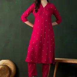Sangria Printed Kurta With Trousers-picture-38