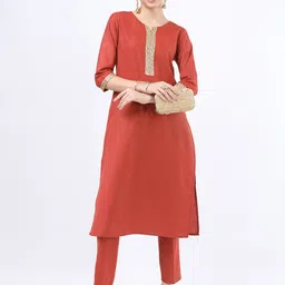 Vishudh Women Rust Gotta Patti Kurta with Trousers-39