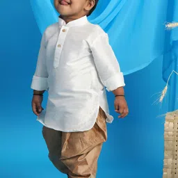 VASTRAMAY Boys White Kurti with Dhoti Pants-picture-26
