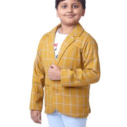 Knit N Knot Boys Checked T-Shirt And Trousers With Blazer-image-54