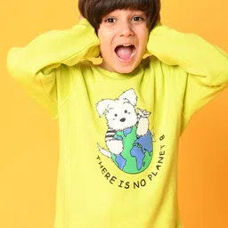 Anthrilo Boys Lime Green & Blue Planet B Printed Fleece Sweatshirt & Joggers-image-83