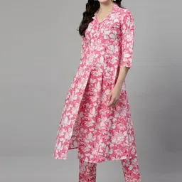 SkyaSia Floral Printed Regular Pure Cotton Kurta with Trousers-15