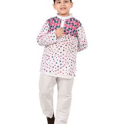 BAESD Boys Geometric Printed Regular Pure Cotton Mandarin Collar Kurta with Trousers-11