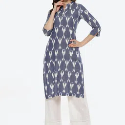 Biba Women Blue Printed Pure Cotton Kurta Set-picture-47