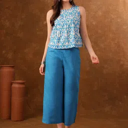 Anouk Printed Pure Cotton Crop Top With Trousers-image-17