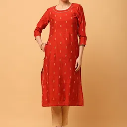aayusika Geometric Woven Design Regular Gotta Patti Kurta with Trousers-6