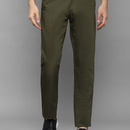 Allen Solly Men Olive Green Slim Fit Linen Cotton Chinos Trousers-image-79
