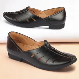 FAUSTO Men Textured Laser Cut Lightweight Mojaris-image-26