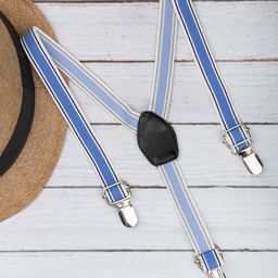 Arendelle Boys Blue & White Striped Adjustable Y-Back Suspenders-image-55