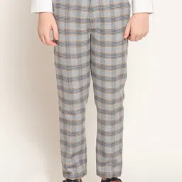 One Friday Boys Checked Mid Rise Formal Trousers-image-84