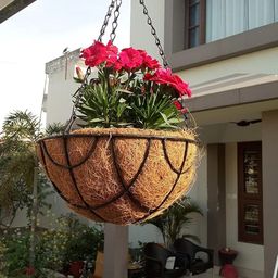 Garden Deco 2 Pcs Black Textured Metal Hanging Basket Planters-58