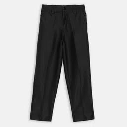 Blue Giraffe Boys Black Slim Fit Solid Regular Trousers-image-32