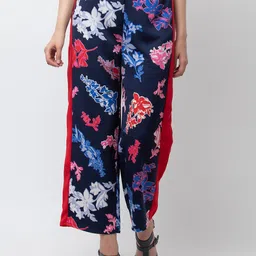 DODO & MOA Women Black Floral Printed Parallel Trousers-image-99